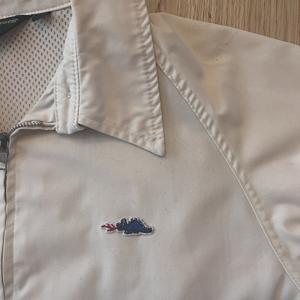 VINTAGE SEARS MENS XL BRAGGIN' DRAGON PALE YELLOW WINDBREAKER JACKET